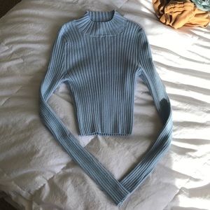NWT KENDALL AND KYLIE Light Blue Mock Neck Sweater